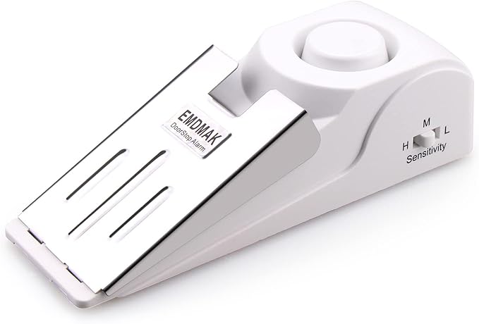 EMDMAK Door Stop Alarm with 120DB Siren Door Stop for Home & Travel (White) (Pack of 1)