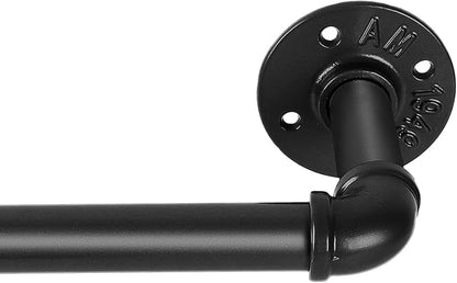 1-inch Black Curtain Rod, 32-72 inch, Industrial Duct Rod, Indoor/Outdoor, Ceiling/Wall Mount, 32-72 inch, Black Finish