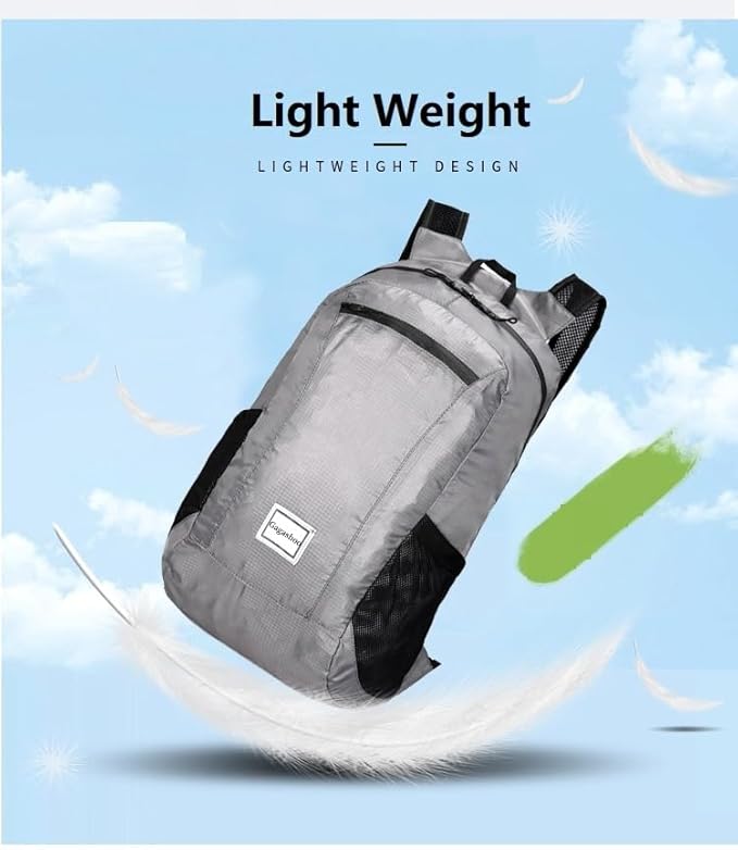 Small Foldable Hiking Daypack Packble Skin Casual Backpack Camping Cycling Travel Outdoor Day Bags Useful (Gray)