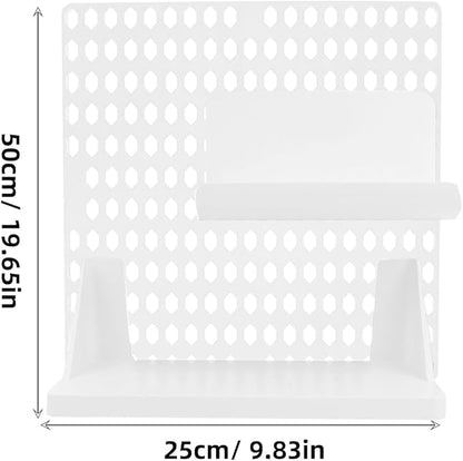 Punch Pegboard Shelf Display Wall Organizer Kit Plastic Lightweight Wall Pegboard Holder with DIY Combinations for Bedroom Bathroom Kitchen Storage Smooth Edges White