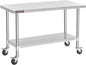 DuraSteel 24x60 NSF Stainless Steel Cart Work Table - Heavy Duty Rolling Food Prep Table Countertop Island - Metal Utility Cart on Wheels Caster, Grill Stand Storage Outdoor Kitchen Tables Bar Top