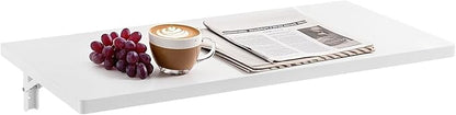 VEVOR Wall Mounted Folding Table, 31.5 x 15.7 inches Wall Mount Table, Floating Desk with Iron Bracket for Small Spaces, Home Office, Dining, Laundry Room, Kitchen, Bar, White