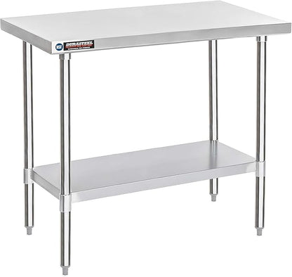 DuraSteel 30x48 Stainless Steel Work Table - NSF Commercial Prep Metal Table - Outdoor Pizza Oven Stand w/Under Shelf - Kitchen Island Laundry Utility Garage Microwave Stand Large Rolling Storage Cart