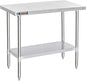 DuraSteel 30x48 Stainless Steel Work Table - NSF Commercial Prep Metal Table - Outdoor Pizza Oven Stand w/Under Shelf - Kitchen Island Laundry Utility Garage Microwave Stand Large Rolling Storage Cart