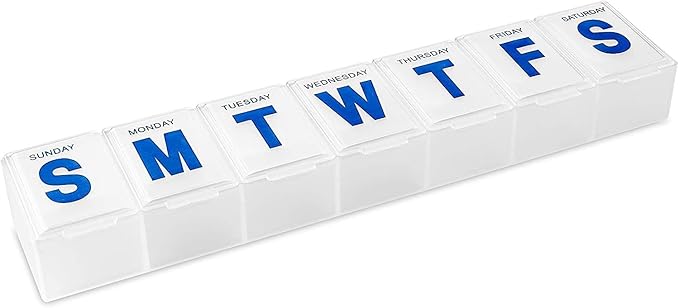 Weekly Pill Organizer - 7-Day Pill Planner Extra Large Pill Planner and Daily Pill Organizer and Medicine Reminder, Monday to Sunday Compartments - BPA Free - Travel Pill Box Case (Pack of 3)