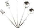 Matte Silver Silverware Set,Gugrida 5-Piece 18/10 Stainless Steel Satin Finish Flatware Set,Kitchen Utensil Set,Tableware Travel Cutlery Set for Camping Office or School Lunch, Dishwasher Safe