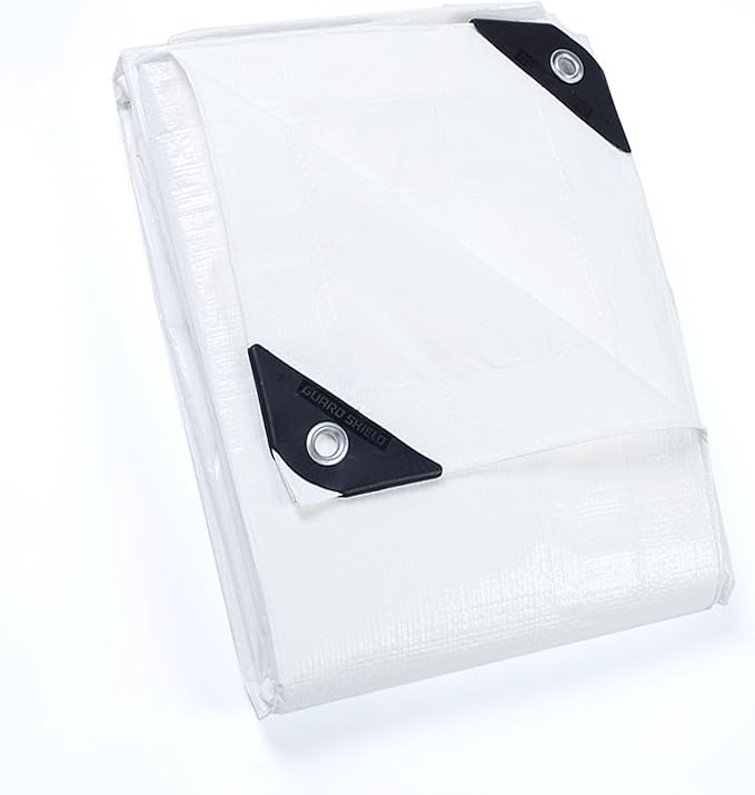 GUARD SHIELD Tarp White 8x10 Feet Multi Purpose Waterproof Poly Tarp Cover 5mil