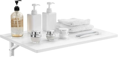 VEVOR Wall Mounted Folding Table, 23.6 x 15.7 inches Wall Mount Table, Floating Desk with Iron Bracket for Small Spaces, Home Office, Dining, Laundry Room, Kitchen, Bar, White