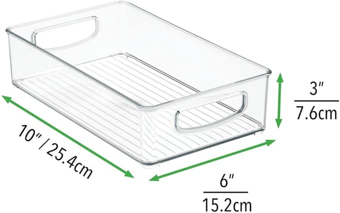 mDesign Small Plastic Baby Nursery and Food Organizer -Storage Holder Bin with Handles for Closet, Cupboard, Cabinet, Drawers, Shelves - Holds Canned Food, Bottles, Formula - Ligne Collection, Clear