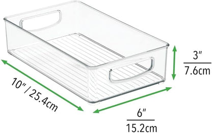 mDesign Small Plastic Baby Nursery and Food Organizer -Storage Holder Bin with Handles for Closet, Cupboard, Cabinet, Drawers, Shelves - Holds Canned Food, Bottles, Formula - Ligne Collection, Clear