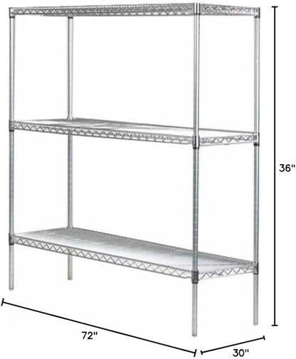 Omega 30" Deep x 72" Wide x 36" High 3 Tier Gray Starter Shelving Unit