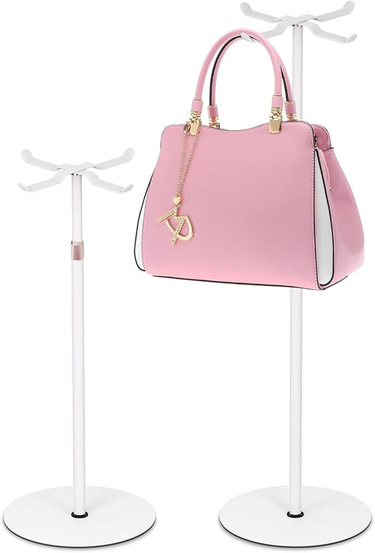2pack Purse Display Stand,Tabletop Adjustable Hook Handbag Display Stand,X Shaped Metal Scarf Purse Display Stand,for Home or Store (white)