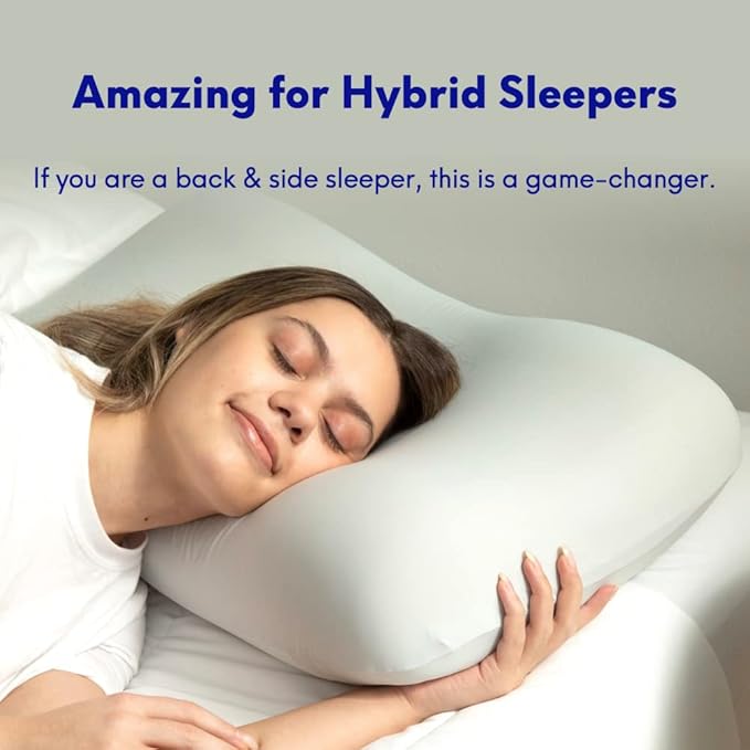 C CUSHION LAB Deep Sleep Pillow, Patented Ergonomic Contour Design for Side & Back Sleepers, Orthopedic Cervical Shape Gently Cradles Head & Provides Neck Support & Shoulder Pain Relief - Calm Grey