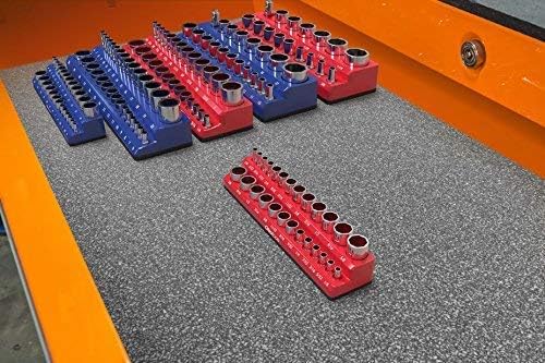 Olsa Tools Magnetic Socket Organizer | 1/4-inch Drive | SAE | RED | Holds 26 Sockets | Professional Quality Tools Organizer
