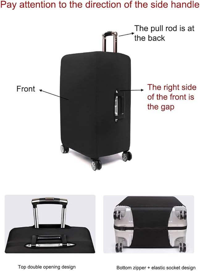 MosaiRudo Thicker Luggage Cover Elastic Suitcase Cover Protector Fits 18-32 Inch Suitcase Travel Accessories (Black, L)