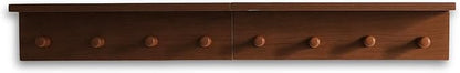 Entrance Coat Rack ，Coat Hooks, Wall-Mounted Wooden Hook Rack, Wall-Mounted Shelves are Very Suitable (2PC-Teak Colored Veneer)