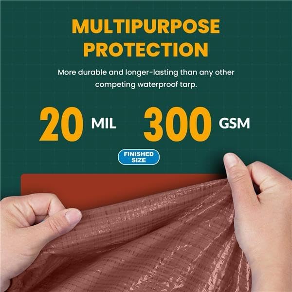 Large Waterproof Tarp - Heavy Duty 20 Mil Thick Poly Tarpaulin Ideal for Canopy Tents, Boats, RV or Pool Covers - Multipurpose Protective Tarps with Grommets for Indoor, Outdoor Use | 12' x 25' 2 Pack