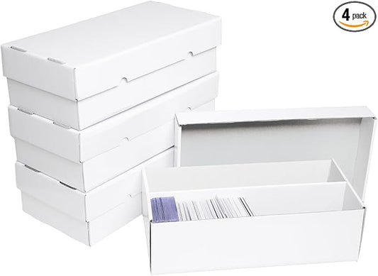 NUMINA 4 Pack 1800 Card High Capacity Storage Box for Trading Card Collection, Sports Card Organizer Set, Heavy Duty 2 Row Cardboard Box with Dividers for TCG/Magic/MTG
