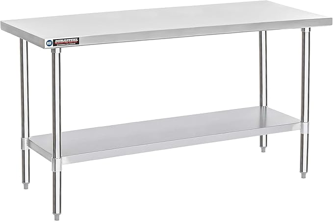 DuraSteel 24x72 Stainless Steel Work Table - NSF Commercial Prep Metal Table - Outdoor Pizza Oven Stand w/Under Shelf - Kitchen Island Laundry Utility Garage Microwave Stand Rolling Storage Cart Vevo