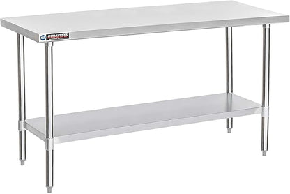 DuraSteel 24x72 Stainless Steel Work Table - NSF Commercial Prep Metal Table - Outdoor Pizza Oven Stand w/Under Shelf - Kitchen Island Laundry Utility Garage Microwave Stand Rolling Storage Cart Vevo
