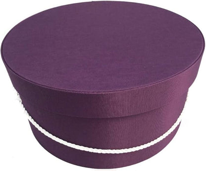 Sarah's Hat Boxes Classic Amethyst Hat Box – 14.75" x 7.5" (Dia. x Ht.) Handmade in USA – Odorless Non-Toxic Adhesive, Cording Handle – Premium Storage for Hats & Accessories