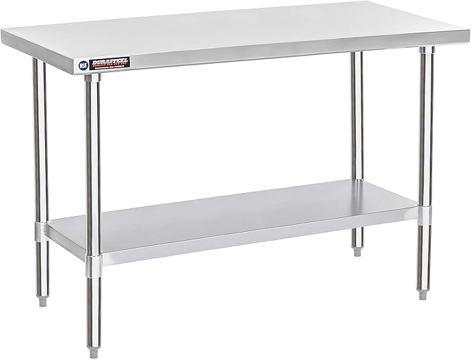 DuraSteel 30x60 Stainless Steel Work Table - NSF Commercial Prep Metal Table - Outdoor Pizza Oven Stand w/Under Shelf - Kitchen Island Laundry Utility Garage Microwave Stand Large Rolling Storage Cart