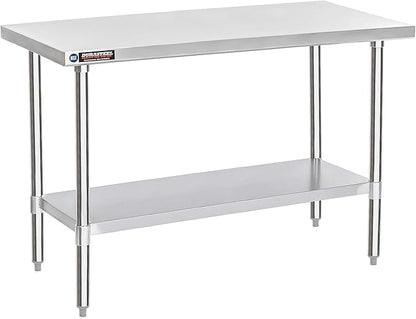 DuraSteel 30x60 Stainless Steel Work Table - NSF Commercial Prep Metal Table - Outdoor Pizza Oven Stand w/Under Shelf - Kitchen Island Laundry Utility Garage Microwave Stand Large Rolling Storage Cart