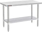 DuraSteel 30x60 Stainless Steel Work Table - NSF Commercial Prep Metal Table - Outdoor Pizza Oven Stand w/Under Shelf - Kitchen Island Laundry Utility Garage Microwave Stand Large Rolling Storage Cart