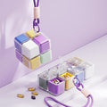 Travel Pill Organizer,Magnetic Cube Cute Pill Box,Pill Compact with 8 Compartment,Vitamin Cases Organizers 7 Day for Vitamins & Supplements(Yellow)