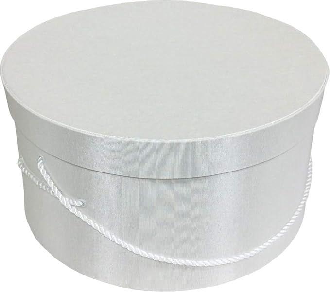 Sarah's Hat Boxes Classic White Hat Box – 14.75" x 7.5" (Dia. x Ht.) Handmade in USA – Odorless Non-Toxic Adhesive, Cording Handle – Premium Storage for Hats & Accessories