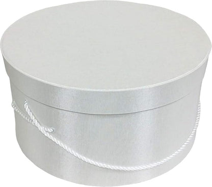 Sarah's Hat Boxes Classic White Hat Box – 14.75" x 7.5" (Dia. x Ht.) Handmade in USA – Odorless Non-Toxic Adhesive, Cording Handle – Premium Storage for Hats & Accessories