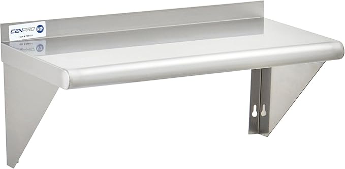 Commercial Wall Shelf - 255 lb. Weight Capacity, 24" W x 15" D, NSF Solid, Stainless Steel (29N-018)