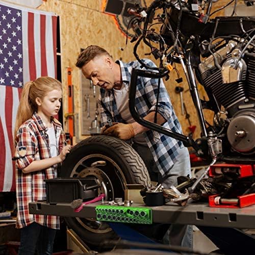 Olsa Tools Magnetic Socket Organizer | 3/8-inch Drive | SAE | Green | Holds 26 Sockets | Professional Quality Tools Organizer