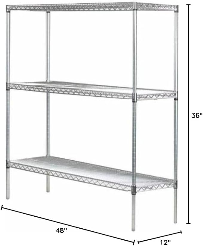 Omega 12" Deep x 48" Wide x 36" High 3 Tier Gray Starter Shelving Unit