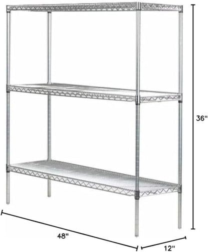 Omega 12" Deep x 48" Wide x 36" High 3 Tier Gray Starter Shelving Unit