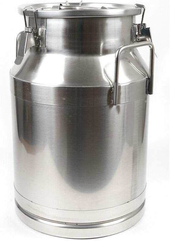 DONSU Stainless Steel Milk Transport Cans Stainless Steel Milk Can Vintage Silicone Bucket Wine Pail Liquid Storage (40L)