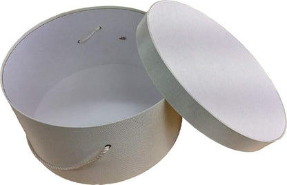 Sarah's Hat Boxes Classic Ivory Hat Box – 16.75" x 8.5" (Dia. x Ht.) Handmade in USA – Odorless Non-Toxic Adhesive, Cording Handle – Premium Storage for Hats & Accessories