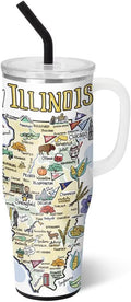 Swig Life 40oz Mega Mug, 40oz Tumbler with Handle and Straw, Extra Large Insulated Tumblers, Cup Holder Friendly Travel Mug (Illinois)