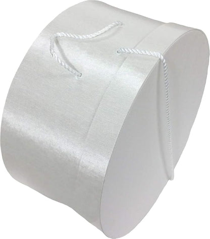 Sarah's Hat Boxes Classic White Hat Box – 14.75" x 7.5" (Dia. x Ht.) Handmade in USA – Odorless Non-Toxic Adhesive, Cording Handle – Premium Storage for Hats & Accessories