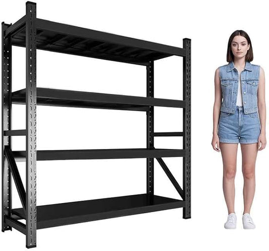59" W Garage Shelving Heavy Duty, 4 Tier Metal Garage Shelves Adjustable Storage Shelving Unit for Garage, Warehouse, Industrial Shelves