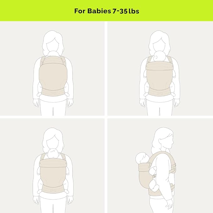 Baby Carrier for Newborns to Toddlers | Cozy Wrap with Lumbar Support | Soft Fabric, 7-35lbs Adjustable Fit | Beige Zebra Pattern