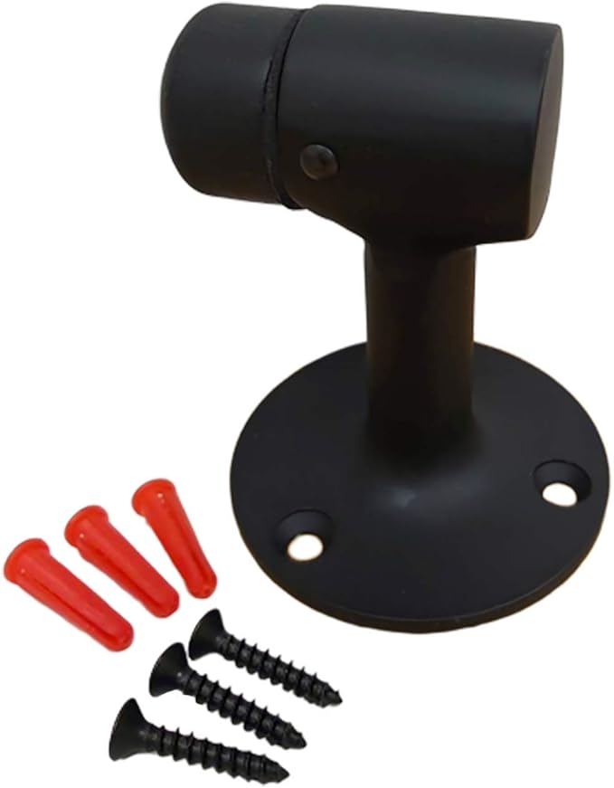 QCAA Solid Brass Door Stop, 3", Matte Black, 1 Pack