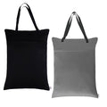 ALVABABY 2 Pack Large Wet Dry Bag Waterproof Hanging Cloth Diaper with Double Zippered Pockets 25x18 inches (Black and grey)