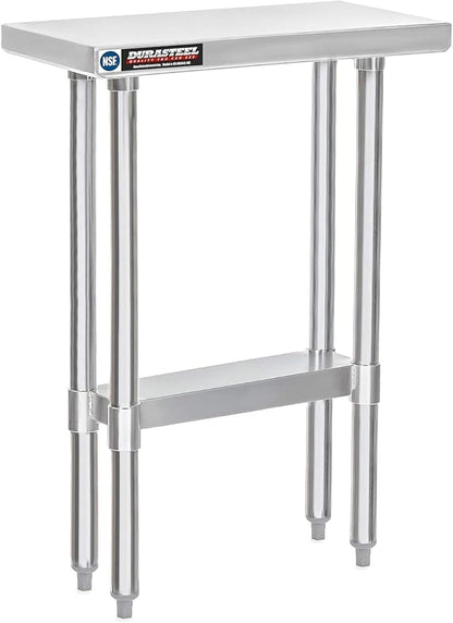 DuraSteel 24x12 Stainless Steel Work Table - NSF Commercial Prep Metal Table - Outdoor Pizza Oven Stand w/Under Shelf - Kitchen Island Laundry Utility Garage Microwave Stand Large Rolling Storage Cart