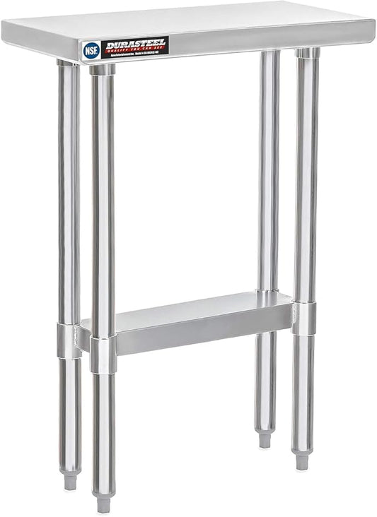 DuraSteel 24x12 Stainless Steel Work Table - NSF Commercial Prep Metal Table - Outdoor Pizza Oven Stand w/Under Shelf - Kitchen Island Laundry Utility Garage Microwave Stand Large Rolling Storage Cart