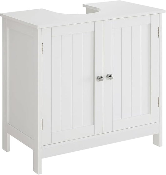 Iwell Pedestal Sink Storage Cabinet with 2 Doors and Shelf, Under Sink Cabinet, Bathroom Sink Cabinet with U-Shape, White