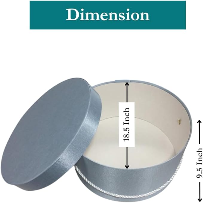 Sarah's Hat Boxes Classic Light Blue Hat Box – 18.5" x 9.5" (Dia. x Ht.) Handmade in USA – Odorless Non-Toxic Adhesive, Cording Handle – Premium Storage for Hats & Accessories