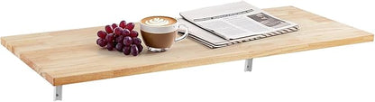VEVOR Wall Mounted Folding Table, 47.2 x 19.7 inches Wall Mount Table, Floating Desk with Iron Bracket, Fold Down Desk for Small Spaces, Home Office, Dining, Laundry Room, Kitchen, Bar, Burlywood