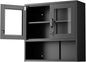 VINGLI Metal Wall Cabinet with Locking Glass Doors & Magnetic LED Sensor Light, Adjustable Shelf, Wall Mounted Storage Display Cabinets for Garage, Kitchen, Home Office, Warehouse, Living Room, Black