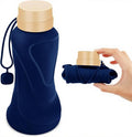 Collapsible Water Bottles,650ml,Leak Proof,Reuseable BPA Free Silicone Foldable Water Bottles,Durable Lightweight for Travel Gym Camping Hiking,Compact Size Portable Sports Water Bottle (Deep Blue)